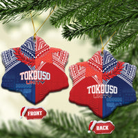 TokoUso Tonga Samoa Brothers Forever Ceramic Ornament Ulafala and Heilala Unity LT7 Snow Flake Red Blue - Polynesian Pride