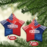 TokoUso Tonga Samoa Brothers Forever Ceramic Ornament Ulafala and Heilala Unity LT7 Star Red Blue - Polynesian Pride