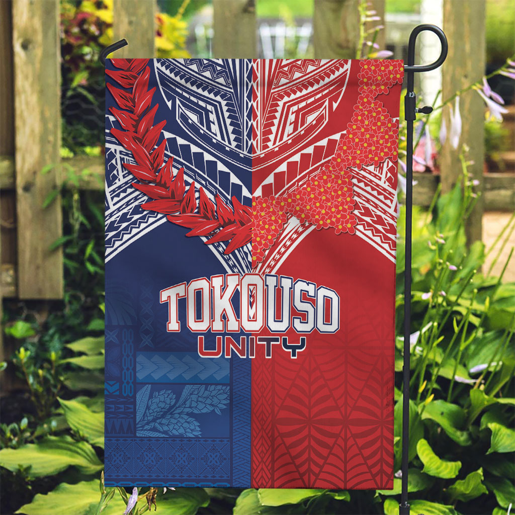 TokoUso Tonga Samoa Brothers Forever Garden Flag Ulafala and Heilala Unity LT7 Garden Flag Red Blue - Polynesian Pride