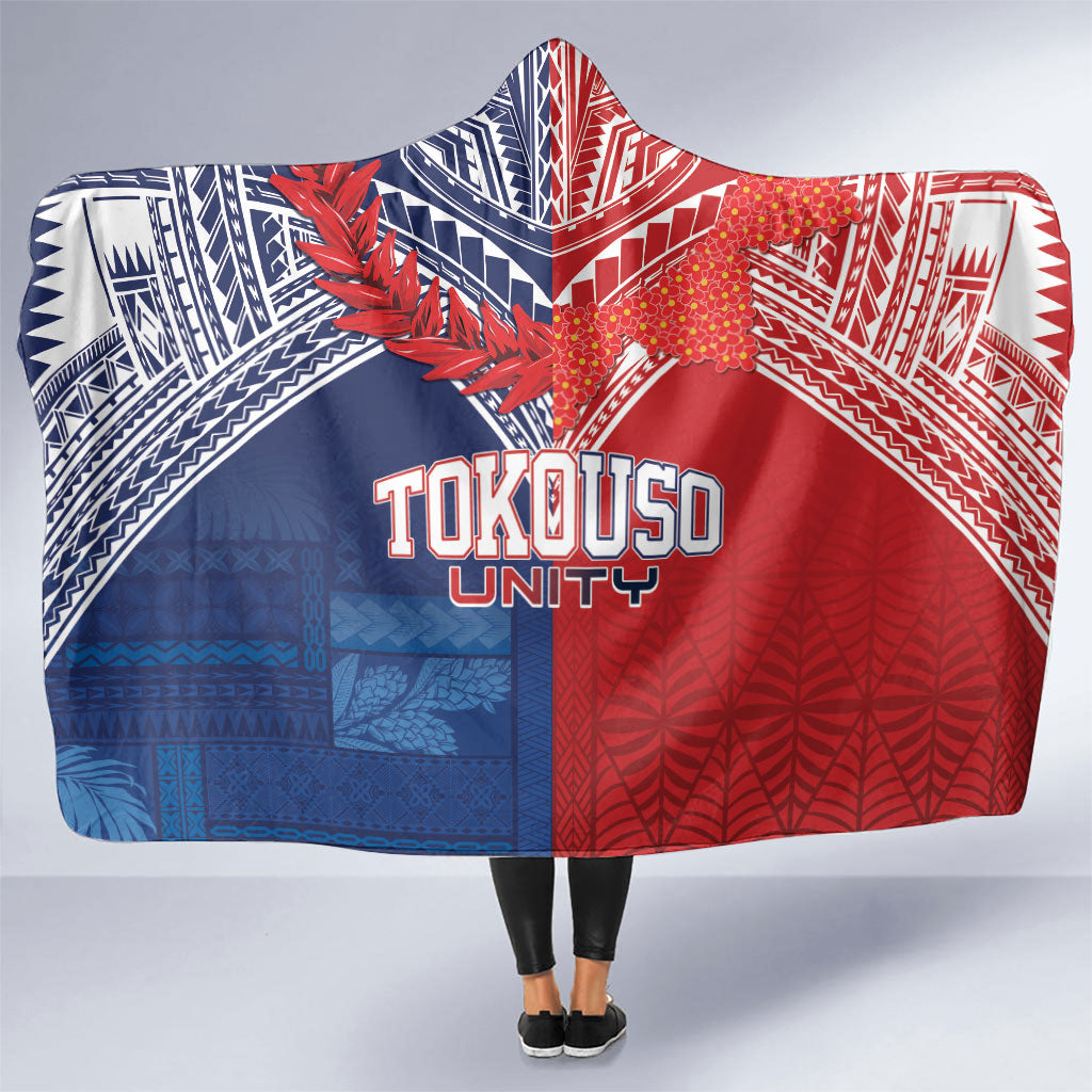 TokoUso Tonga Samoa Brothers Forever Hooded Blanket Ulafala and Heilala Unity LT7 One Size Red Blue - Polynesian Pride
