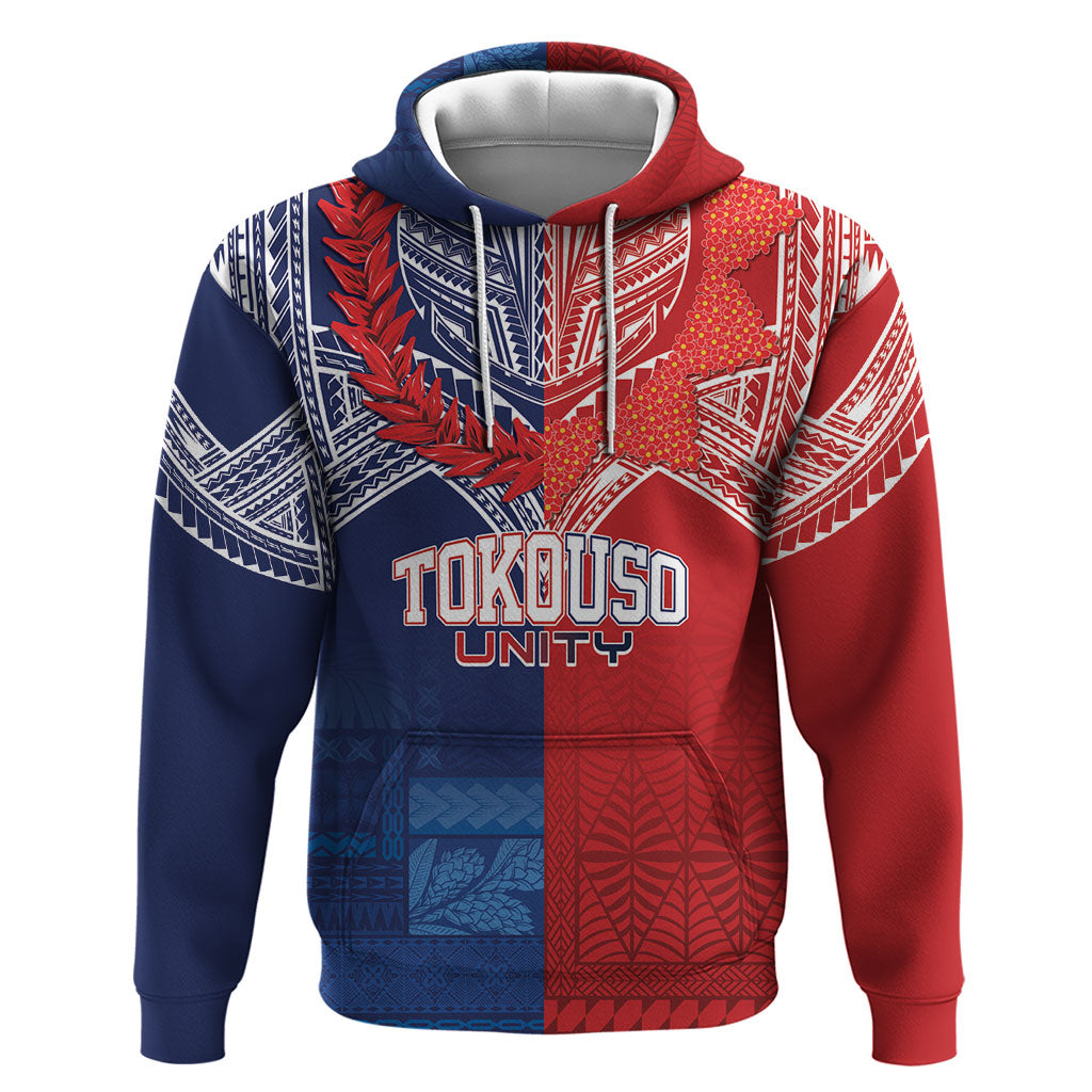TokoUso Tonga Samoa Brothers Forever Custom Hoodie Ulafala and Heilala Unity LT7 Pullover Hoodie Red Blue - Polynesian Pride