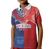 TokoUso Tonga Samoa Brothers Forever Custom Kid Polo Shirt Ulafala and Heilala Unity LT7 Kid Red Blue - Polynesian Pride