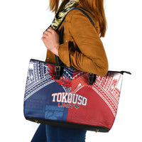 TokoUso Tonga Samoa Brothers Forever Leather Tote Bag Ulafala and Heilala Unity LT7 Red Blue - Polynesian Pride