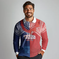 TokoUso Tonga Samoa Brothers Forever Custom Long Sleeve Polo Shirt Ulafala and Heilala Unity LT7 - Polynesian Pride