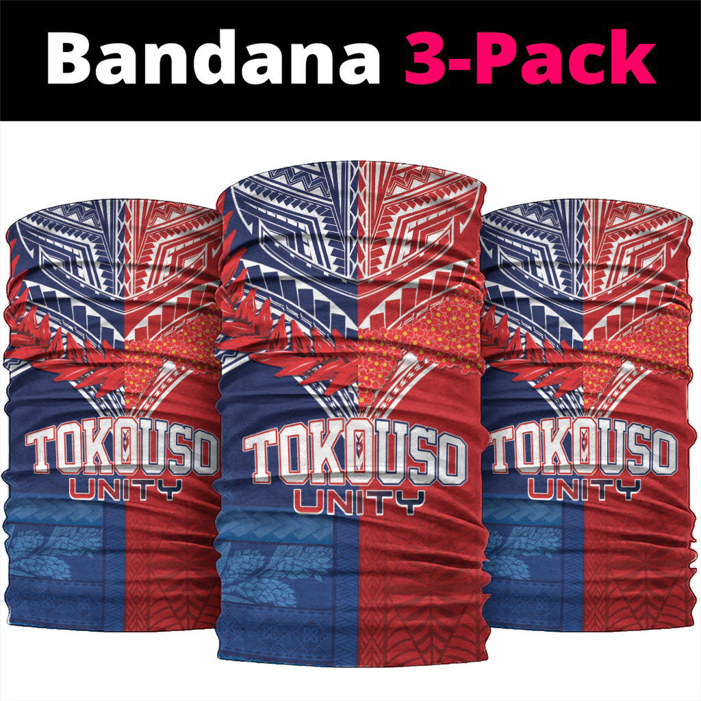 TokoUso Tonga Samoa Brothers Forever Neck Gaiter Ulafala and Heilala Unity LT7 package One Size: 25*50cm Red Blue - Polynesian Pride