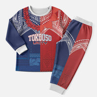 TokoUso Tonga Samoa Brothers Forever Custom Christmas Pajama Set Ulafala and Heilala Unity LT7 Men Red Blue - Polynesian Pride