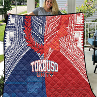TokoUso Tonga Samoa Brothers Forever Quilt Ulafala and Heilala Unity LT7 Red Blue - Polynesian Pride