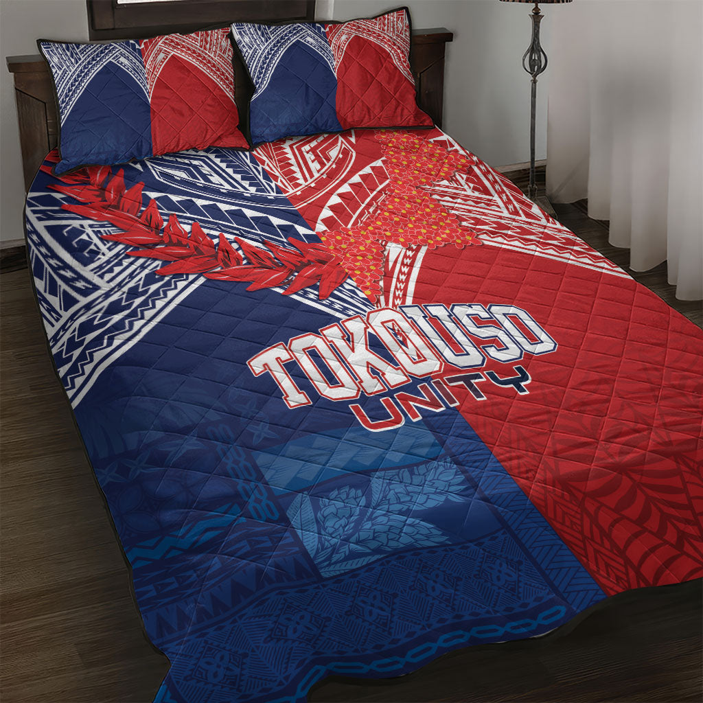 TokoUso Tonga Samoa Brothers Forever Quilt Bed Set Ulafala and Heilala Unity LT7 Red Blue - Polynesian Pride