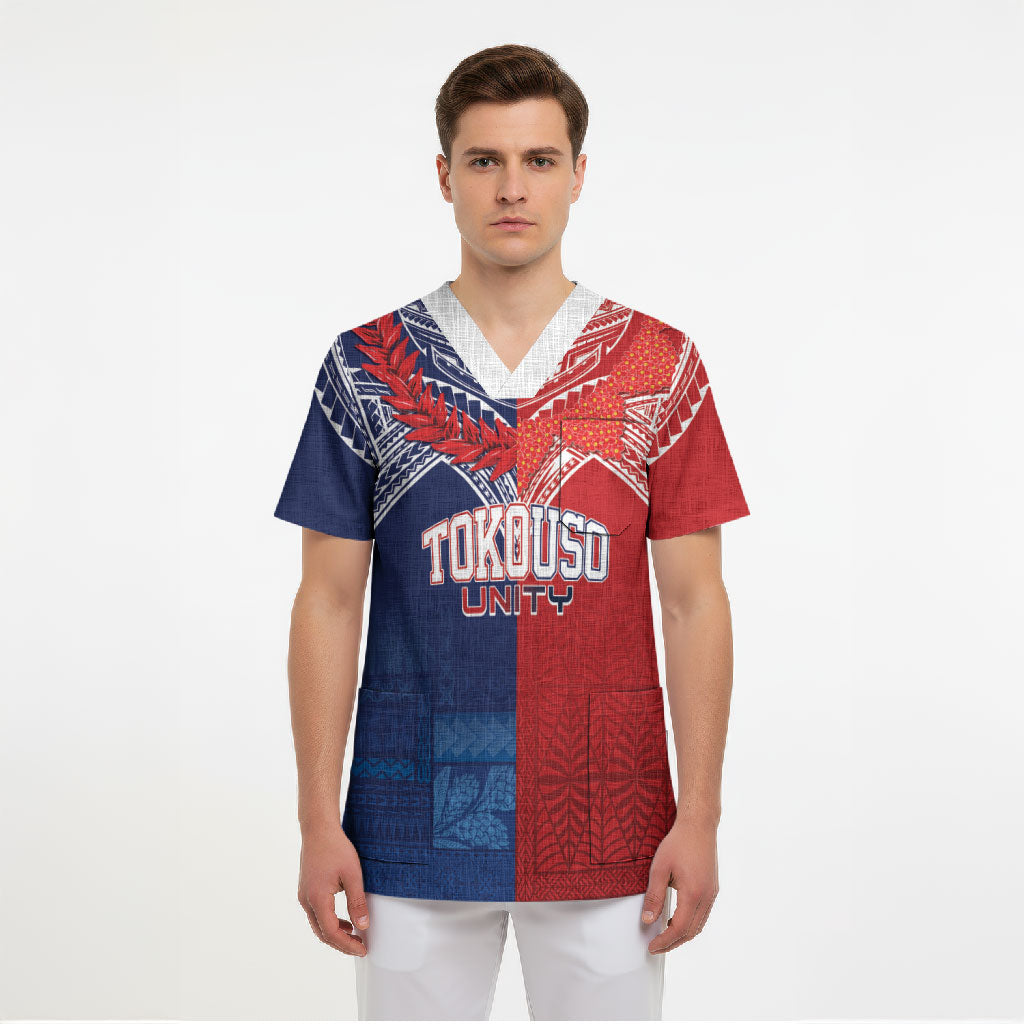 TokoUso Tonga Samoa Brothers Forever Custom Scrub Top Ulafala and Heilala Unity LT7 - Polynesian Pride