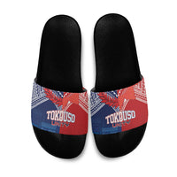 TokoUso Tonga Samoa Brothers Forever Slide Sandals Ulafala and Heilala Unity LT7 Red Blue - Polynesian Pride
