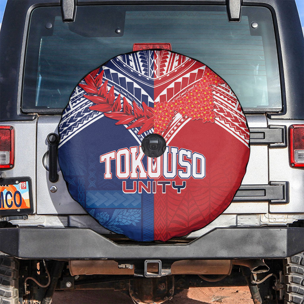 TokoUso Tonga Samoa Brothers Forever Spare Tire Cover Ulafala and Heilala Unity LT7 Red Blue - Polynesian Pride