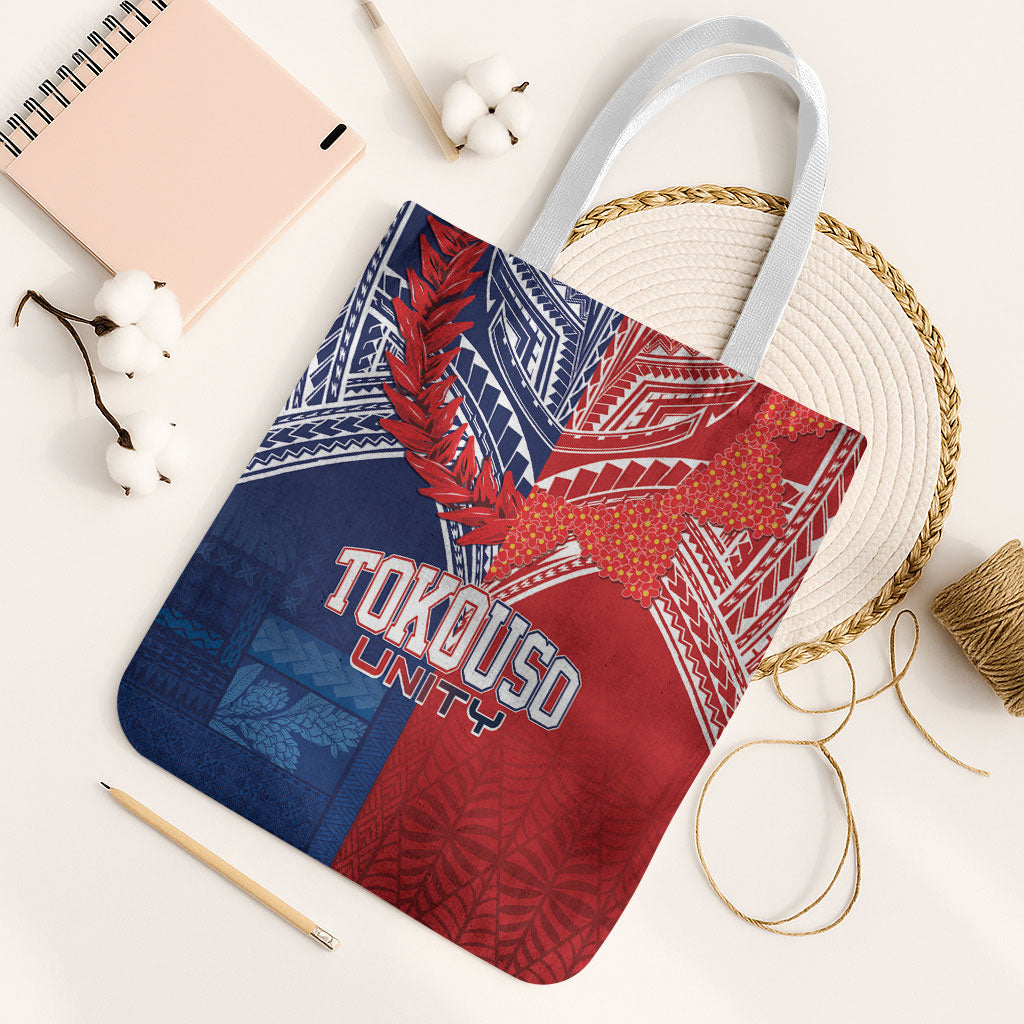 TokoUso Tonga Samoa Brothers Forever Tote Bag Ulafala and Heilala Unity LT7 White Strap One Size Red Blue - Polynesian Pride