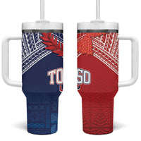 TokoUso Tonga Samoa Brothers Forever Tumbler With Handle Ulafala and Heilala Unity LT7 One Size: 40 oz Red Blue - Polynesian Pride