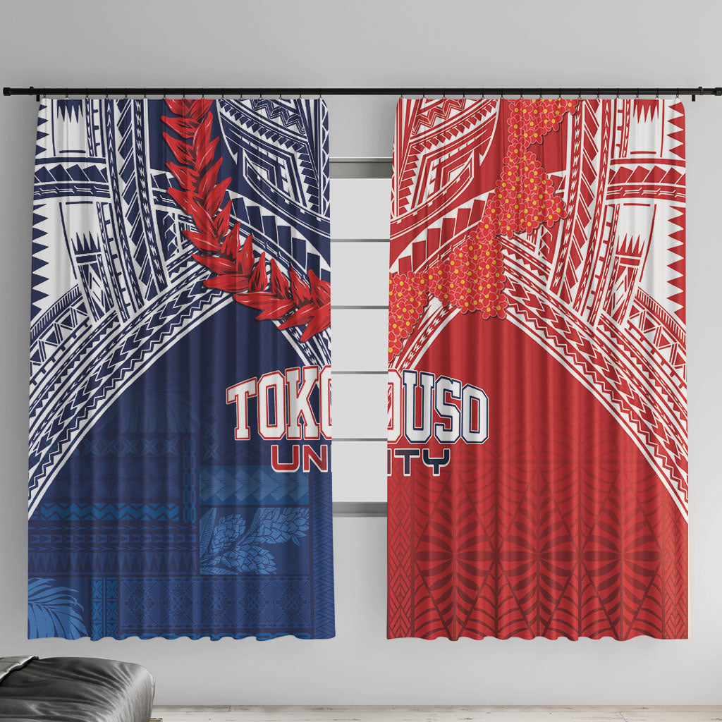 TokoUso Tonga Samoa Brothers Forever Window Curtain Ulafala and Heilala Unity LT7 With Hooks Red Blue - Polynesian Pride