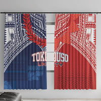 TokoUso Tonga Samoa Brothers Forever Window Curtain Ulafala and Heilala Unity LT7 With Hooks Red Blue - Polynesian Pride