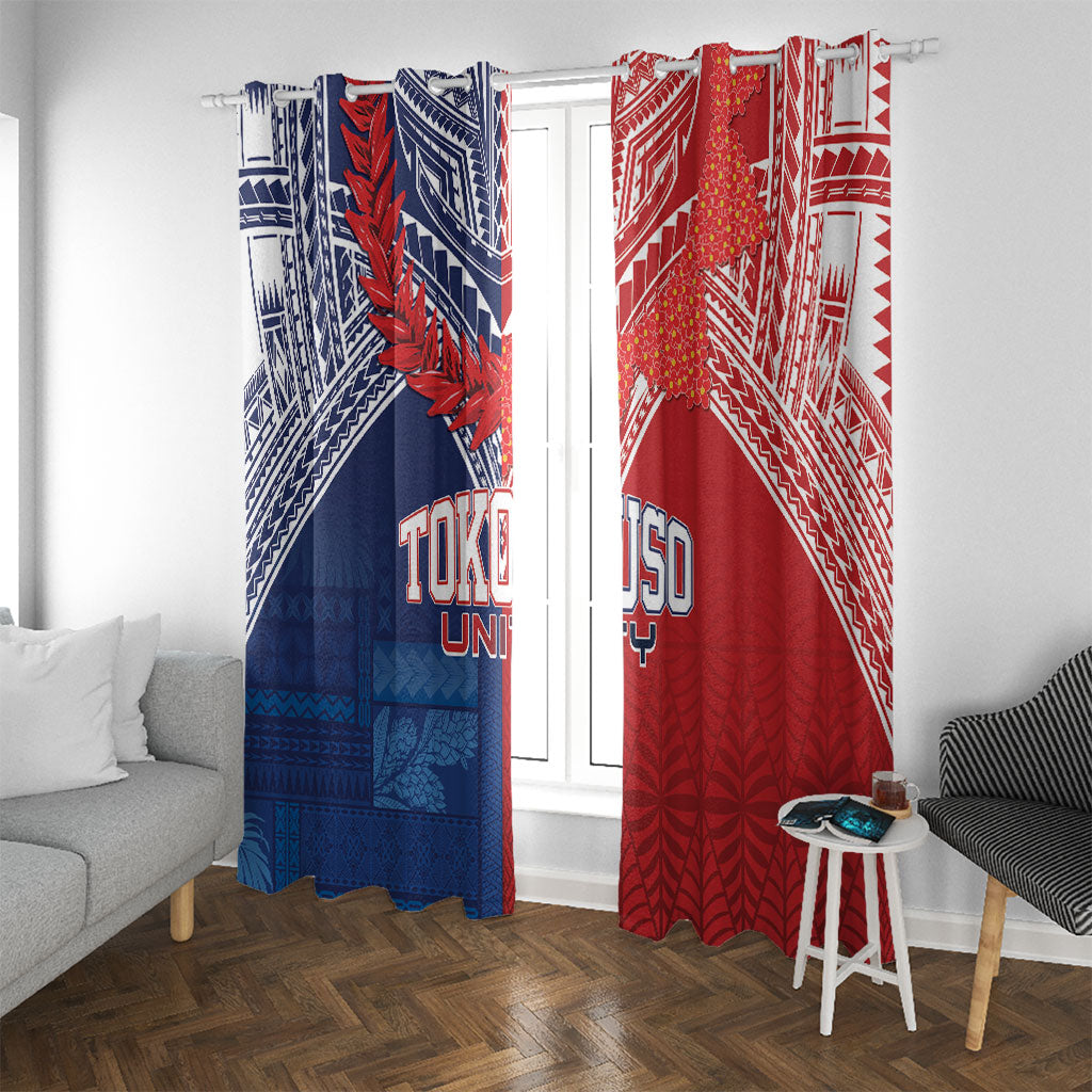 TokoUso Tonga Samoa Brothers Forever Window Curtain Ulafala and Heilala Unity LT7 With Grommets Red Blue - Polynesian Pride