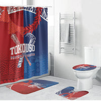 TokoUso Tonga and Samoa Bathroom Set Warriors War Clubs LT7 Bathroom Set (4 pcs) Blue Red - Polynesian Pride