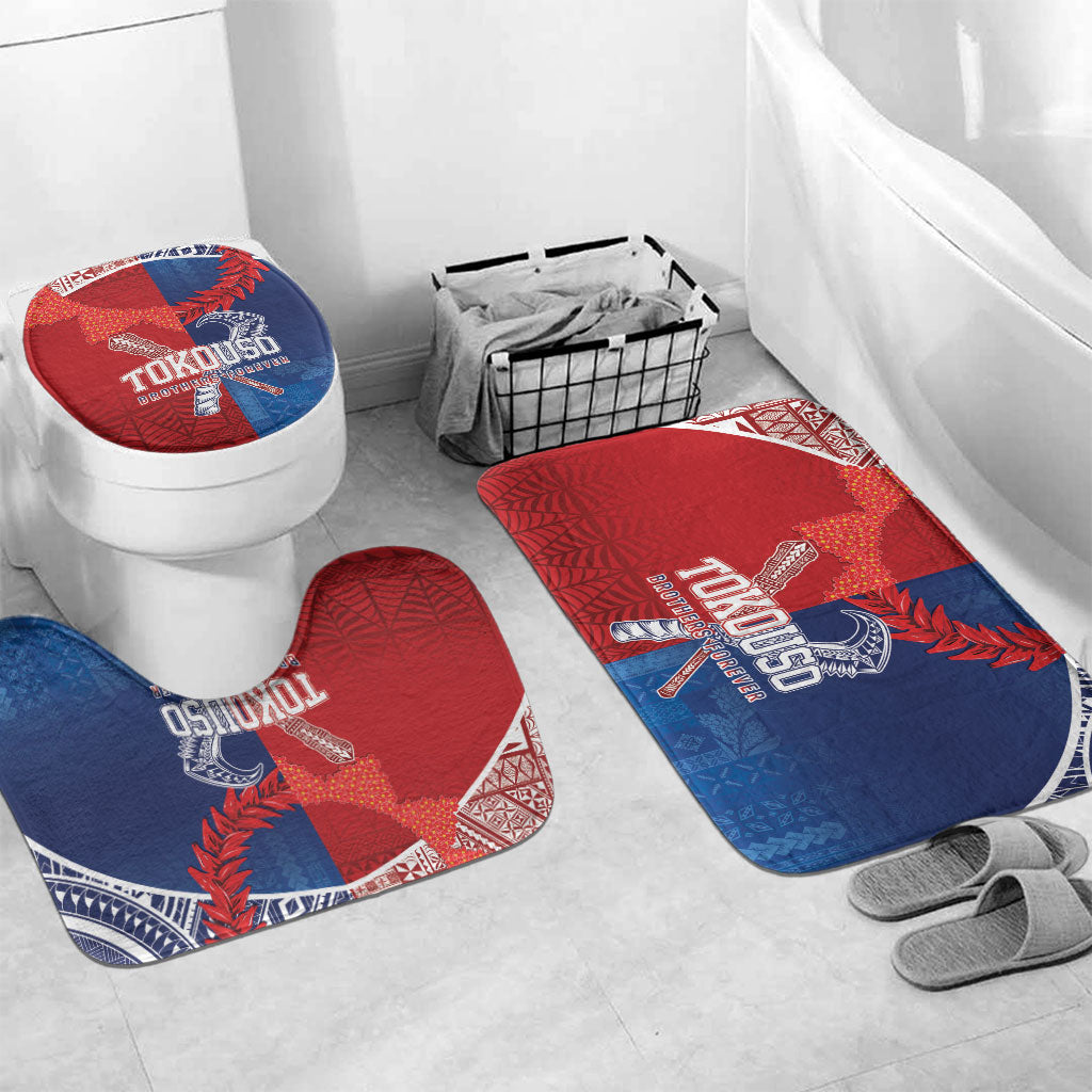 TokoUso Tonga and Samoa Bathroom Set Warriors War Clubs LT7 Mat Set Only (3 pcs) One Size Blue Red - Polynesian Pride