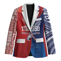 TokoUso Custom Tonga and Samoa Blazer Warriors War Clubs LT7 Unisex Blue Red - Polynesian Pride