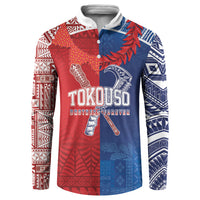 TokoUso Custom Tonga and Samoa Button Sweatshirt Warriors War Clubs LT7 Blue Red - Polynesian Pride
