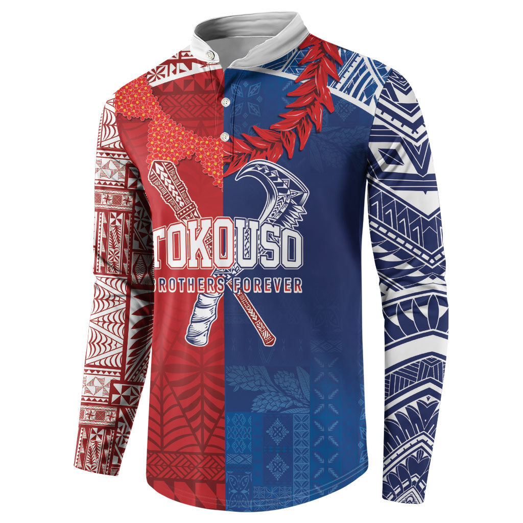 TokoUso Custom Tonga and Samoa Button Sweatshirt Warriors War Clubs LT7 - Polynesian Pride