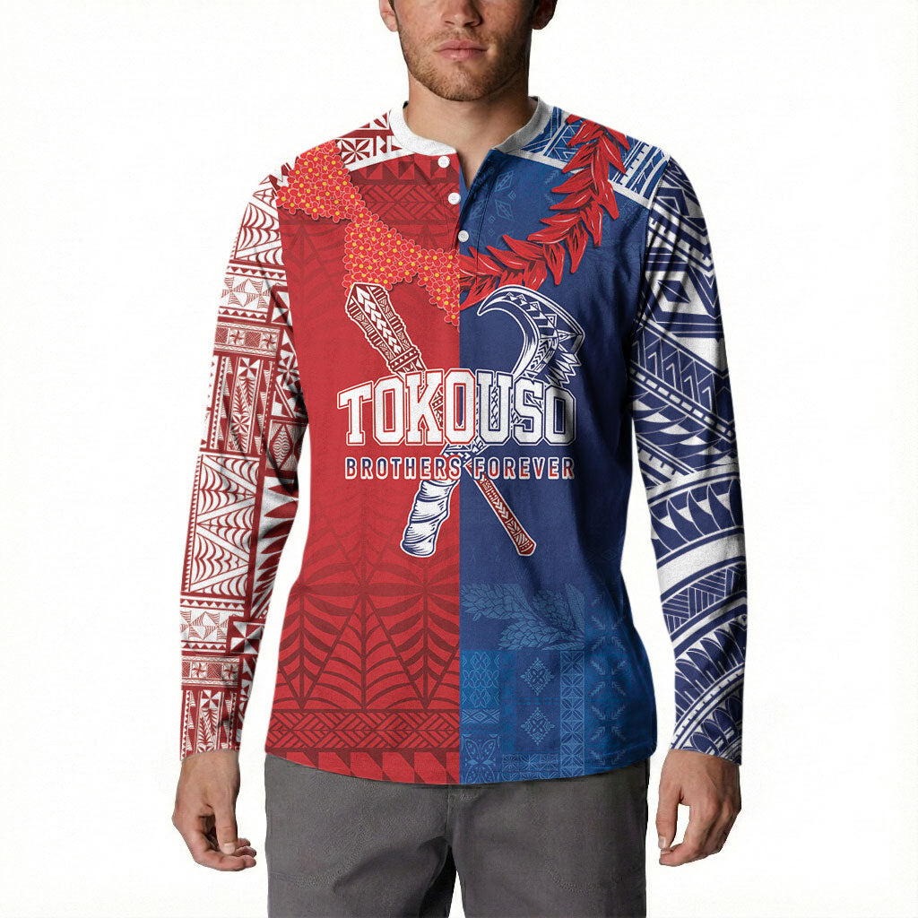 TokoUso Custom Tonga and Samoa Button Sweatshirt Warriors War Clubs LT7 - Polynesian Pride