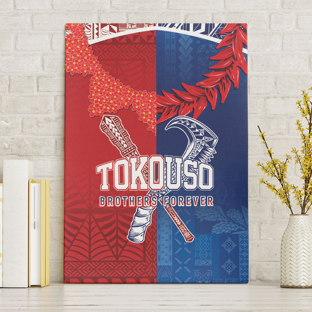 TokoUso Tonga and Samoa Canvas Wall Art Warriors War Clubs LT7 Without Frame Blue Red - Polynesian Pride