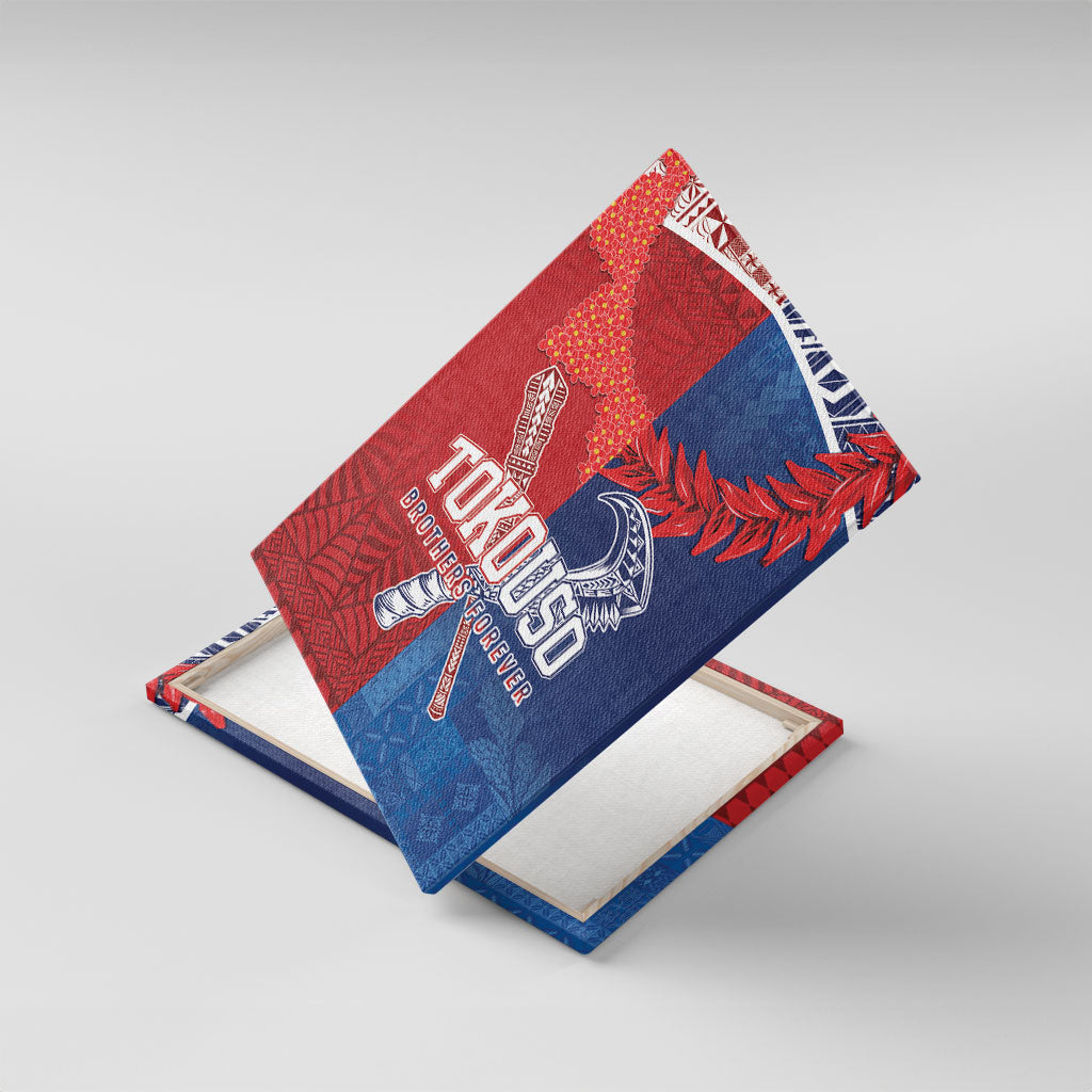 TokoUso Tonga and Samoa Canvas Wall Art Warriors War Clubs LT7 With Frame Blue Red - Polynesian Pride