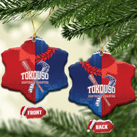 TokoUso Tonga and Samoa Ceramic Ornament Warriors War Clubs LT7 Snow Flake Blue Red - Polynesian Pride