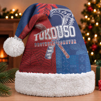 TokoUso Tonga and Samoa Christmas Santa Hat Warriors War Clubs LT7 With Fur Blue Red - Polynesian Pride
