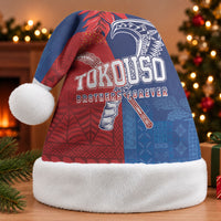 TokoUso Tonga and Samoa Christmas Santa Hat Warriors War Clubs LT7 Without Fur Blue Red - Polynesian Pride