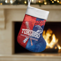 TokoUso Tonga and Samoa Christmas Stocking Warriors War Clubs LT7 Set of 2 Blue Red - Polynesian Pride