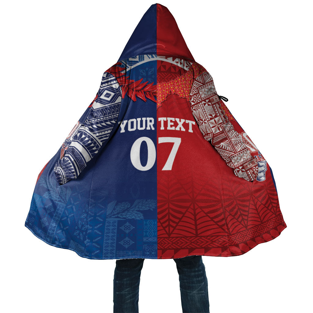 TokoUso Custom Tonga and Samoa Cloak Warriors War Clubs LT7 Unisex Blue Red - Polynesian Pride
