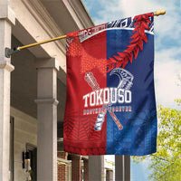 TokoUso Tonga and Samoa Garden Flag Warriors War Clubs LT7 House Flag Blue Red - Polynesian Pride
