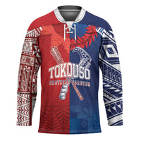 TokoUso Custom Tonga and Samoa Hockey Jersey Warriors War Clubs LT7 Unisex Blue Red - Polynesian Pride