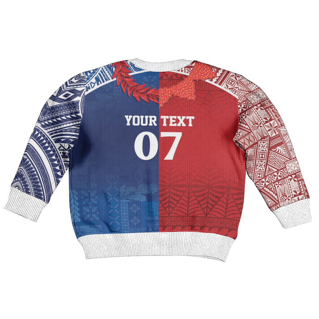 TokoUso Custom Tonga and Samoa Kid Ugly Christmas Sweater Warriors War Clubs LT7 - Polynesian Pride