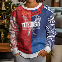 TokoUso Custom Tonga and Samoa Kid Ugly Christmas Sweater Warriors War Clubs LT7 - Polynesian Pride