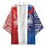 TokoUso Custom Tonga and Samoa Kimono Warriors War Clubs LT7 Unisex Blue Red - Polynesian Pride