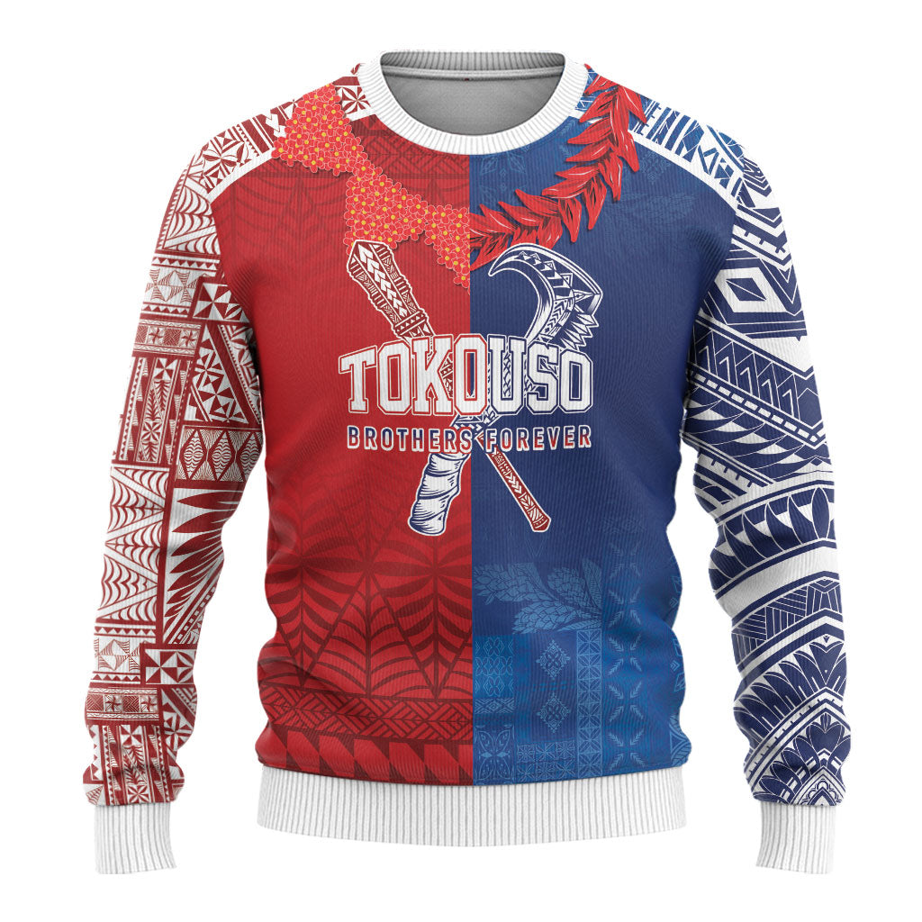 TokoUso Custom Tonga and Samoa Ugly Christmas Sweater Warriors War Clubs LT7 - Polynesian Pride