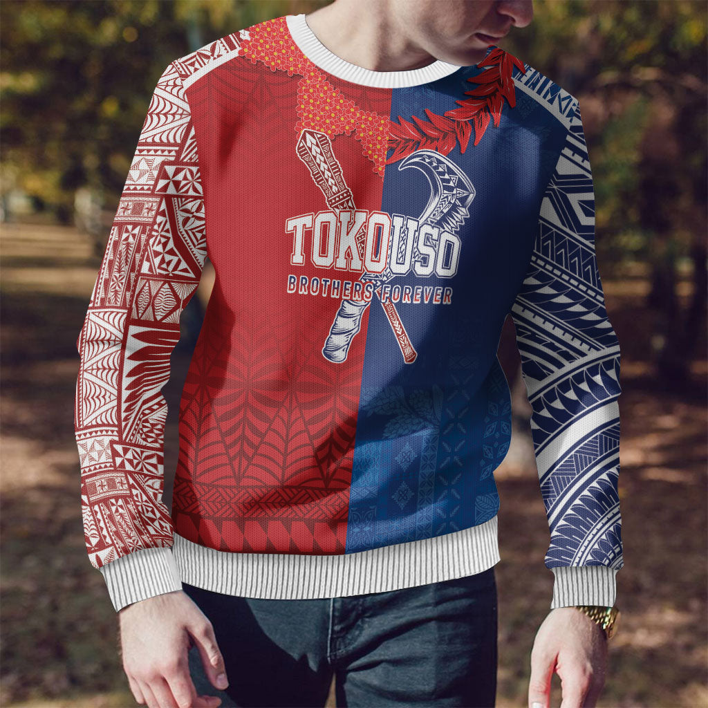 TokoUso Custom Tonga and Samoa Ugly Christmas Sweater Warriors War Clubs LT7 - Polynesian Pride