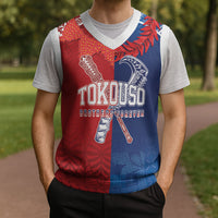 TokoUso Custom Tonga and Samoa Christmas Knitted V-Neck Vest Warriors War Clubs LT7 - Polynesian Pride