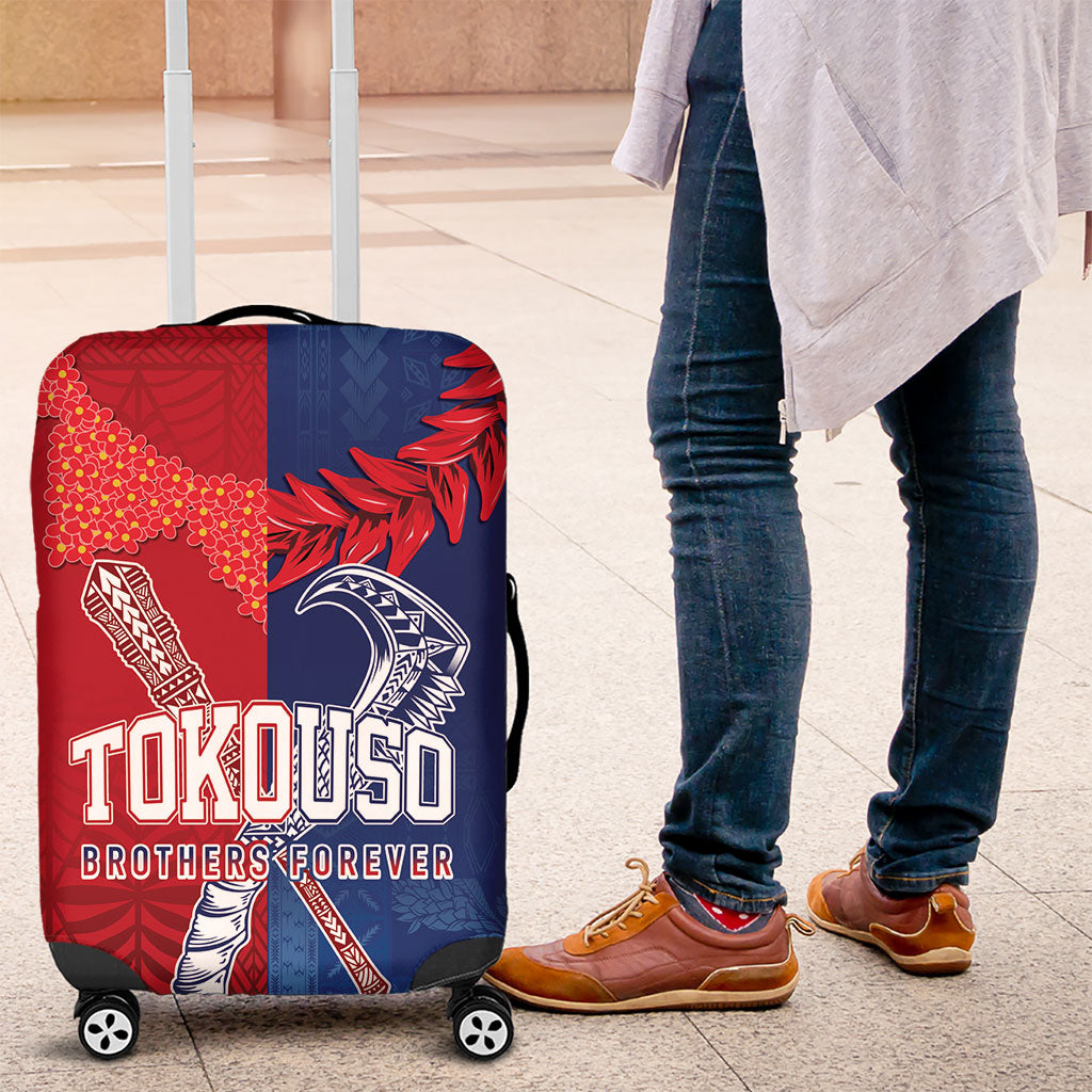 TokoUso Tonga and Samoa Luggage Cover Warriors War Clubs LT7 Blue Red - Polynesian Pride