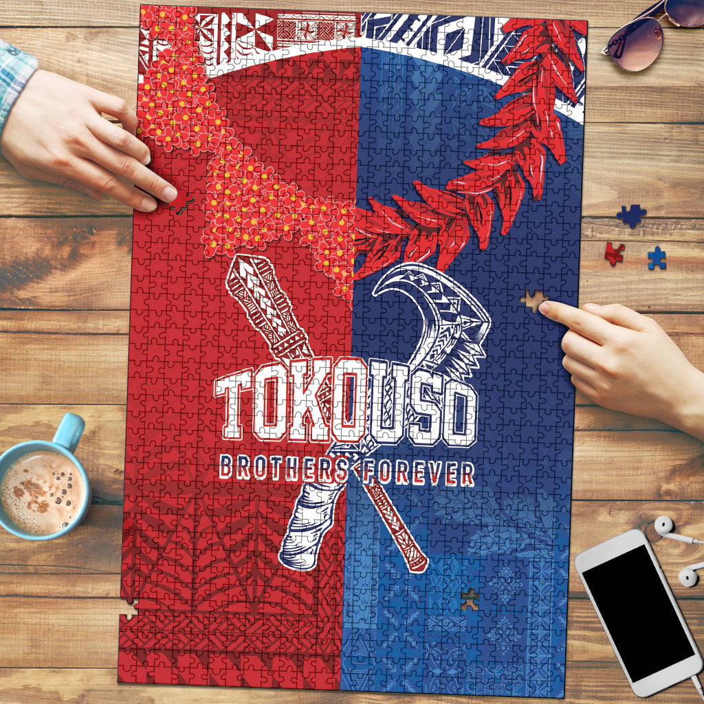 TokoUso Tonga and Samoa Puzzle Warriors War Clubs LT7 Blue Red - Polynesian Pride