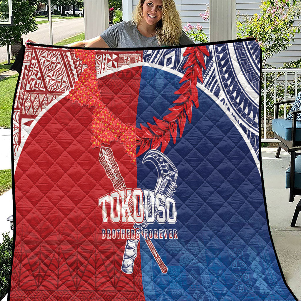 TokoUso Tonga and Samoa Quilt Warriors War Clubs LT7 Blue Red - Polynesian Pride