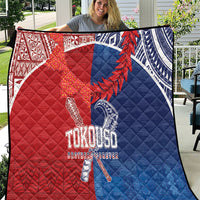 TokoUso Tonga and Samoa Quilt Warriors War Clubs LT7 Blue Red - Polynesian Pride