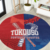 TokoUso Tonga and Samoa Round Carpet Warriors War Clubs LT7 Blue Red - Polynesian Pride