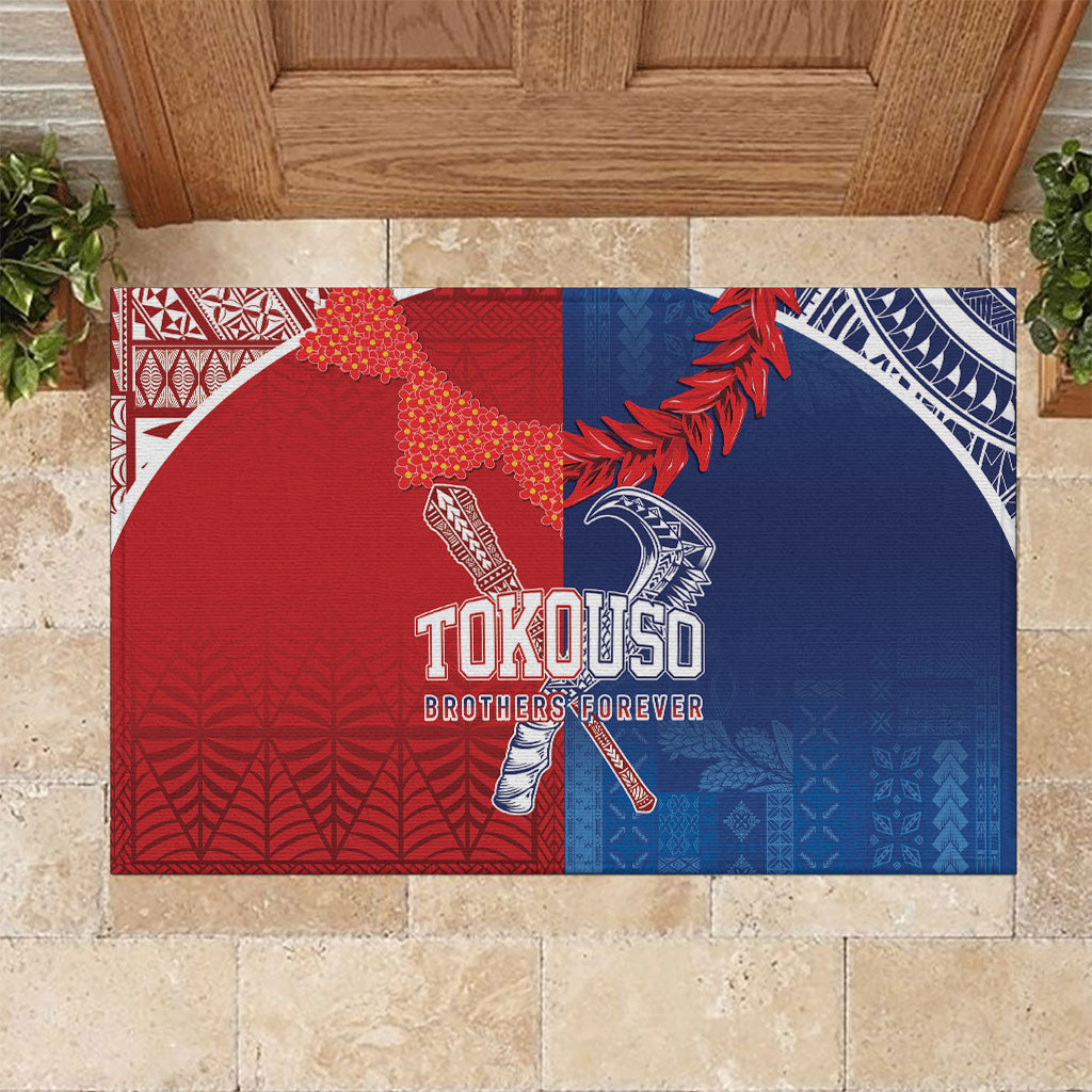 TokoUso Tonga and Samoa Rubber Doormat Warriors War Clubs LT7 Blue Red - Polynesian Pride