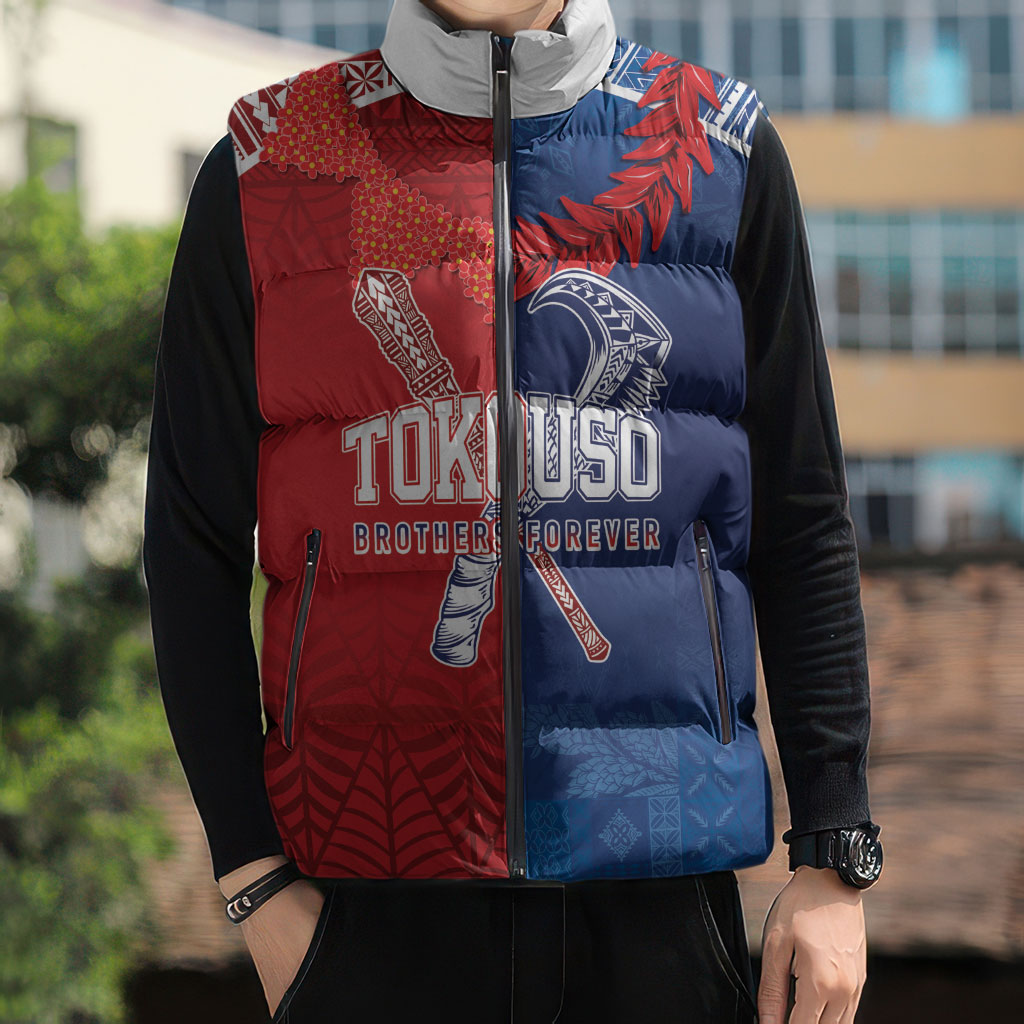 TokoUso Custom Tonga and Samoa Sleeveless Puffer Jacket Warriors War Clubs LT7 - Polynesian Pride