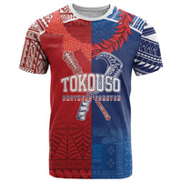 TokoUso Custom Tonga and Samoa T Shirt Warriors War Clubs LT7 Blue Red - Polynesian Pride