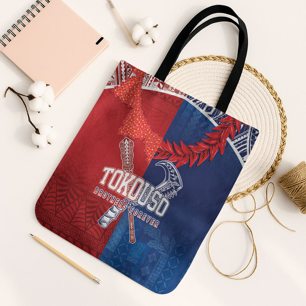 TokoUso Tonga and Samoa Tote Bag Warriors War Clubs LT7 Black Strap One Size Blue Red - Polynesian Pride
